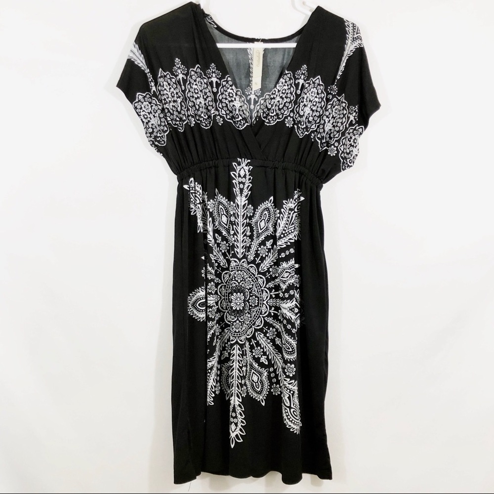 CRISTINA LOVE EMPIRE BLK/WHT PRINT DRESS - SZ S